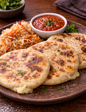 Golden Salvadorian pupusas with curtido slaw and tomato salsa